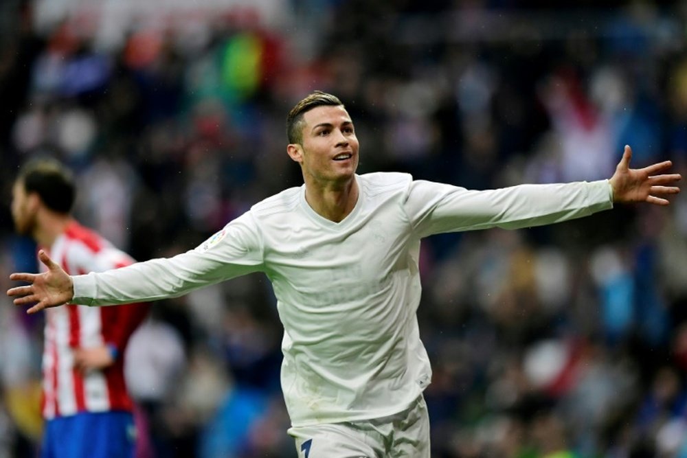 Ronaldo celebrating one of his two goals. AFP