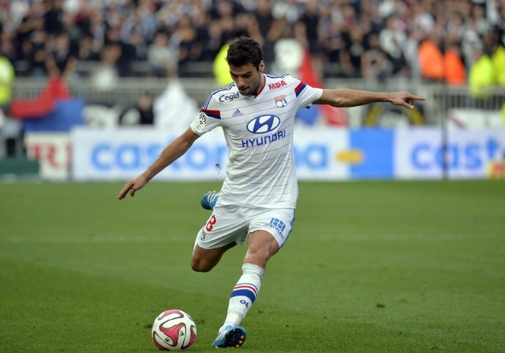 French midfielder Yoann Gourcuff, in action on October 5, 2014 for Lyon, will join Rennes