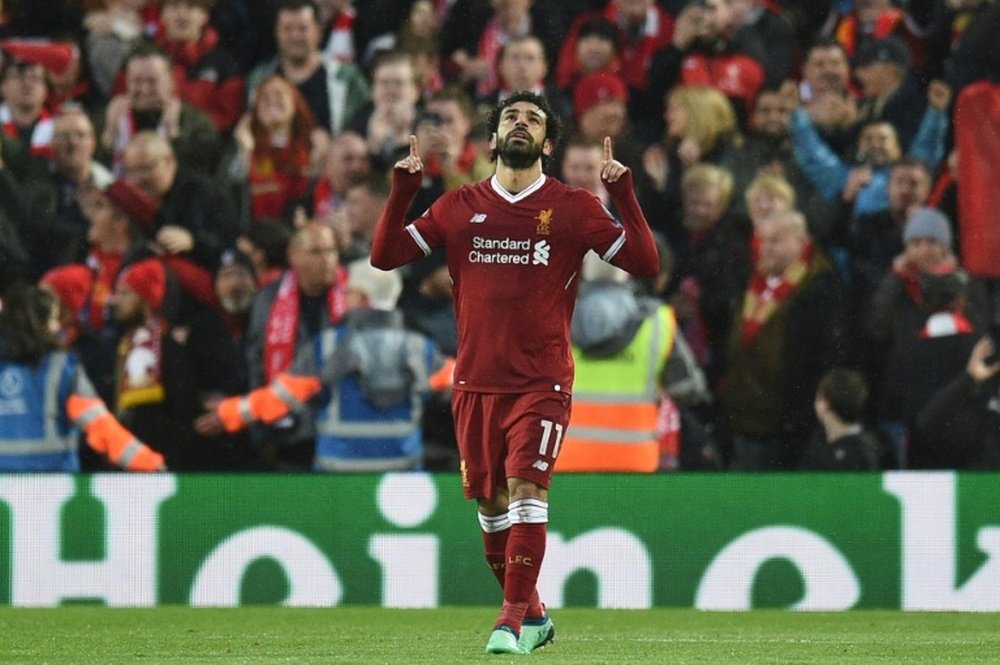Salah bate dois recordes no mesmo jogo. AFP