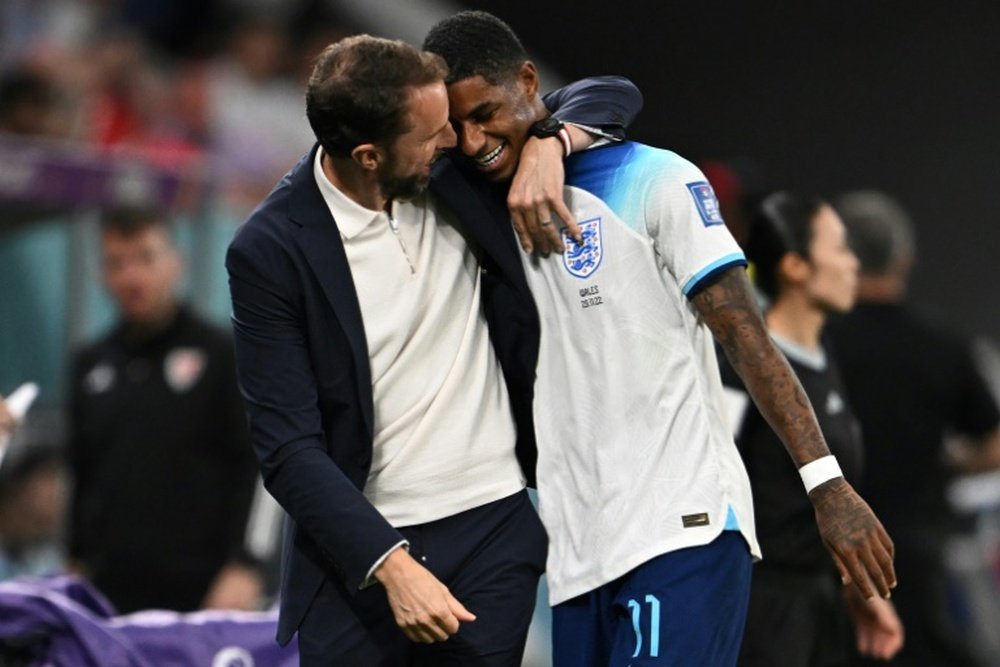 Rashford left the match after a collision with Alexander-Arnold. AFP