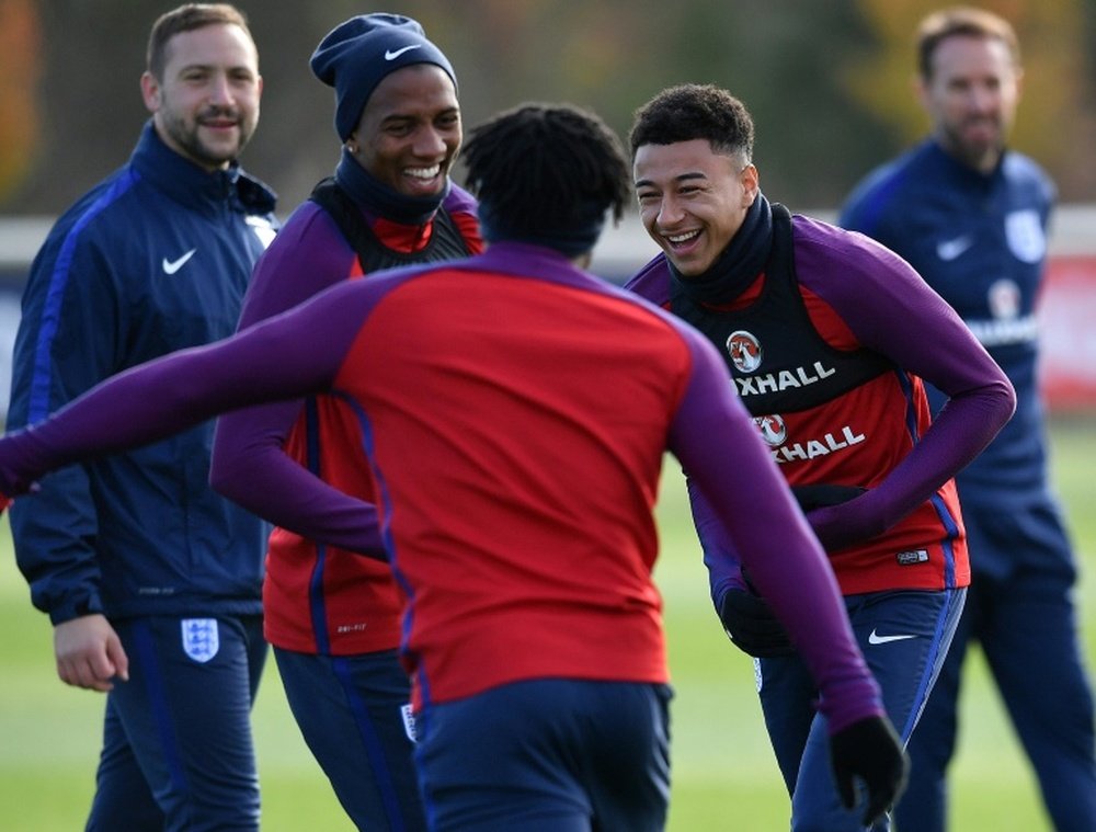 England training ahead of the Brazil clash. AFP