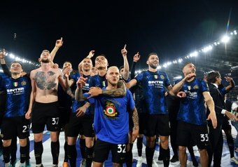Le reazioni dei giocatori dell'Inter al trionfo in Coppa Italia. AFP