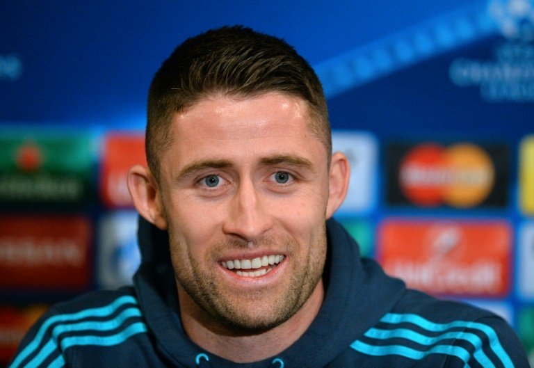 Chelsea defender Gary Cahill during a press conference at Stamford Bridge in London on March 8, 2016 ahead of their UEFA Champions League match against Paris Saint-Germain