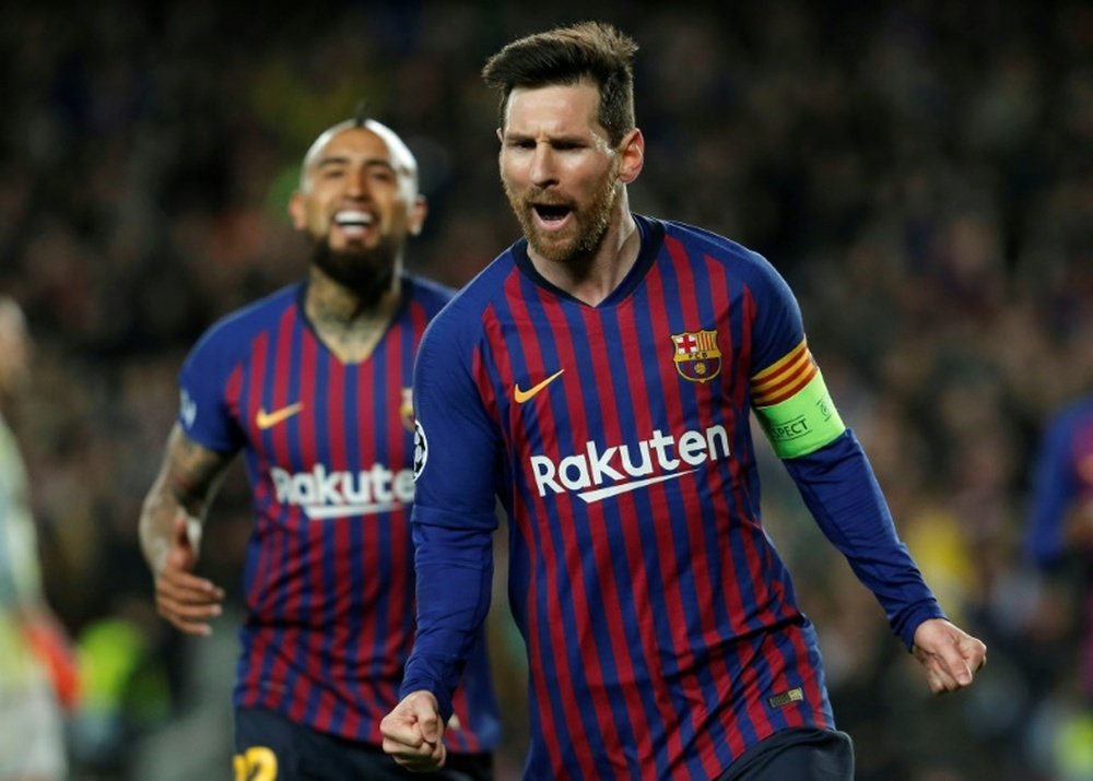 Messi was on top form against Lyon. AFP