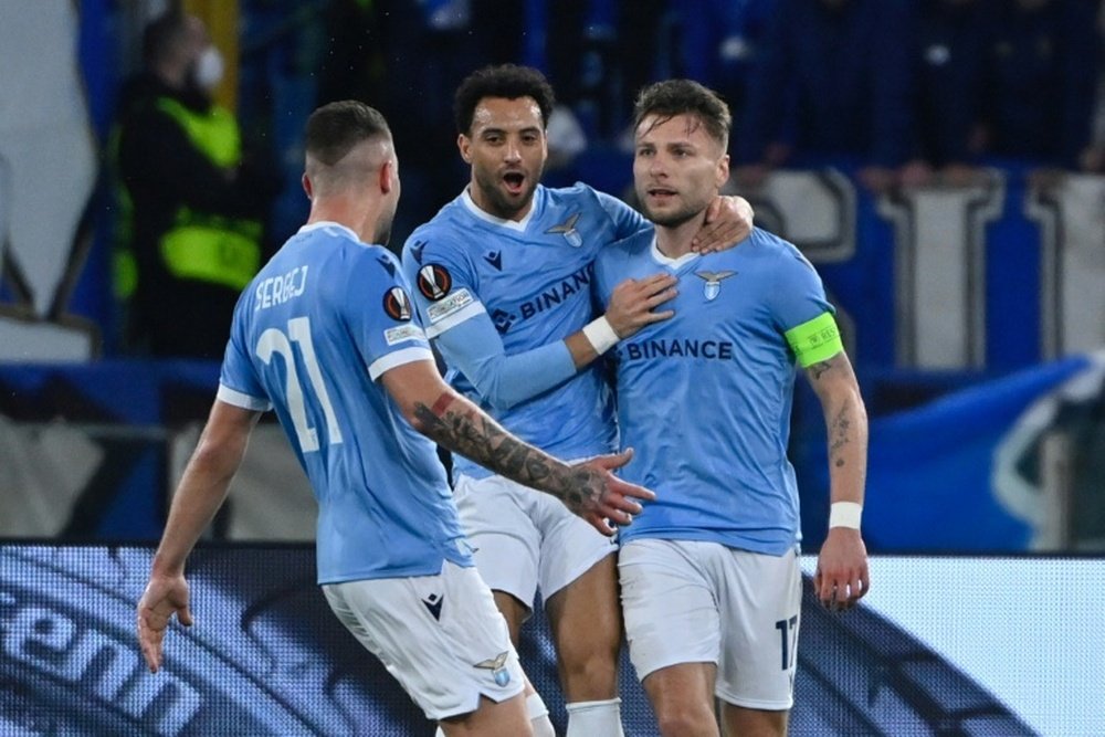 Ciro Immobile (R) scored the only goal as Lazio beat Venezia. AFP