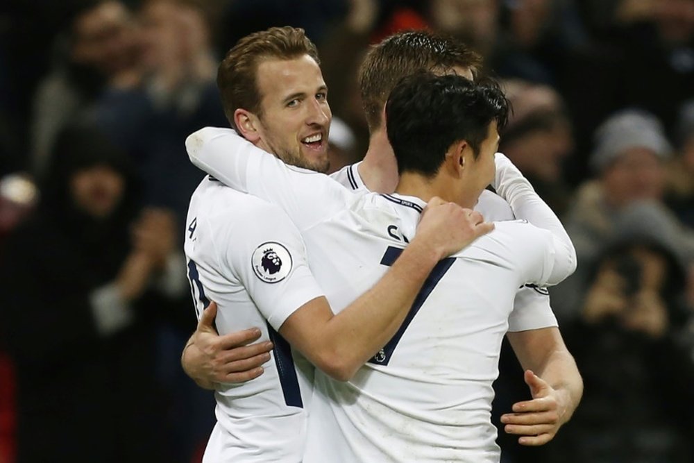 Kane scored his 30th goal of the season against Newport. AFP