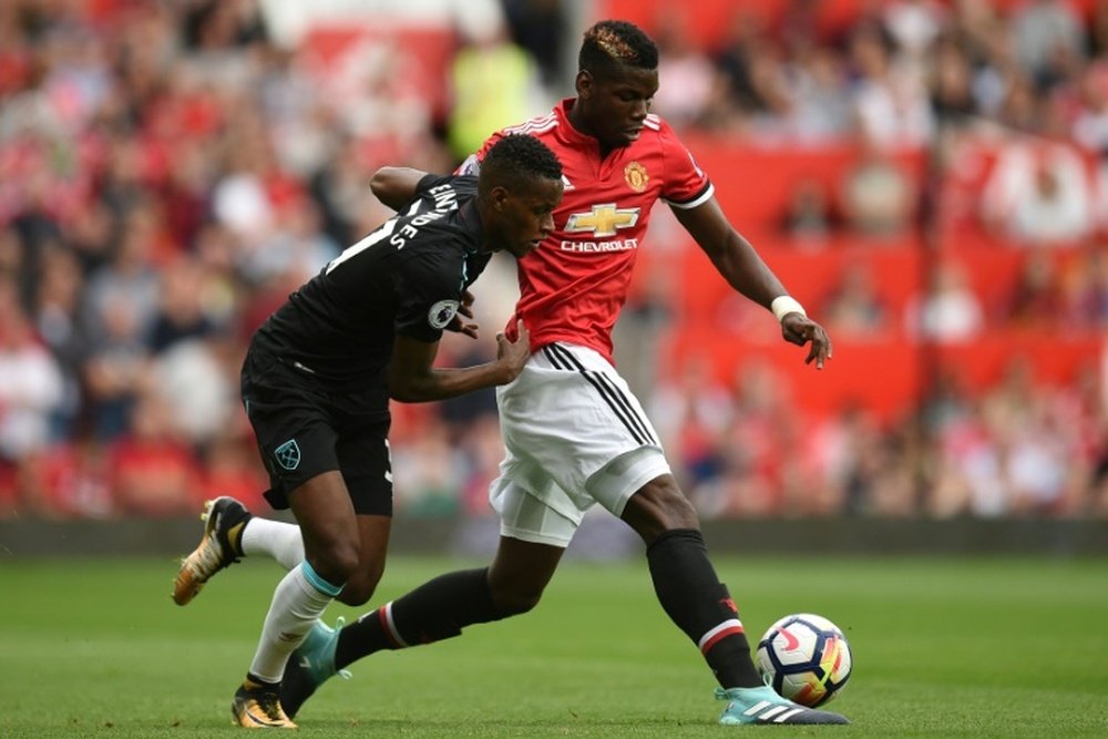 Pogba suffered a hamstring injury. AFP