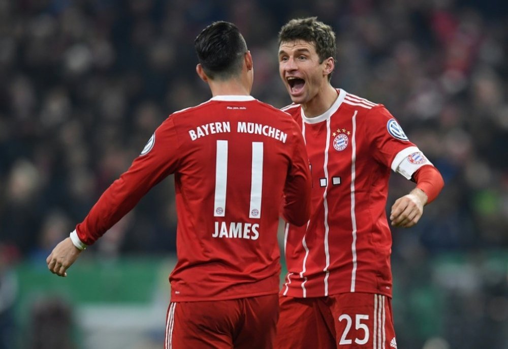 O gol de Thomas Müller foi essencial para o triunfo dos bávaros. AFP