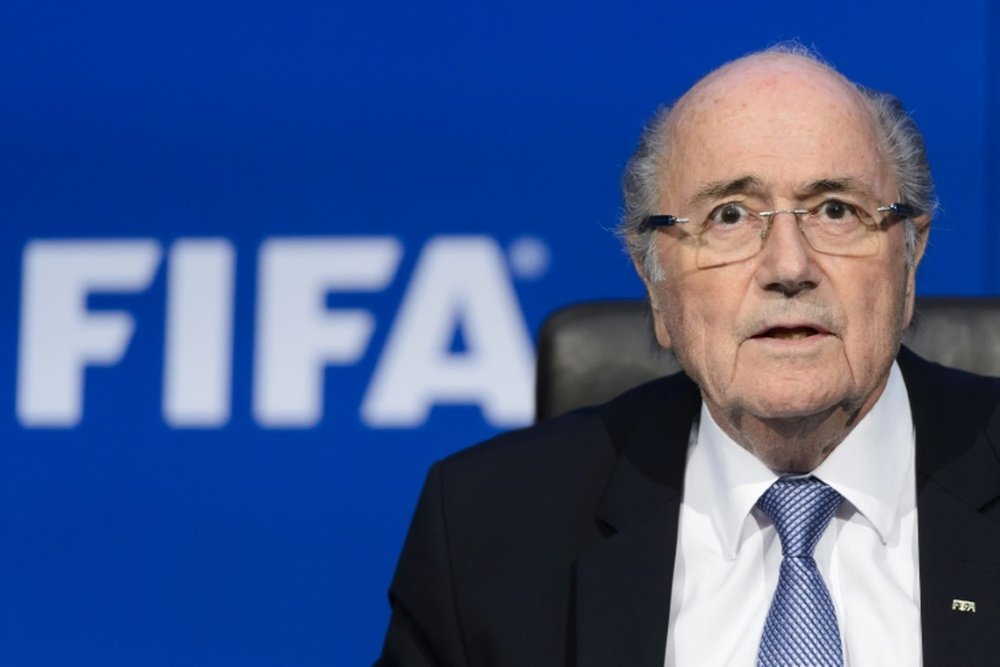 Then FIFA president Sepp Blatter speaks during a press conference at headquarters on July 20, 2015 in Zurich