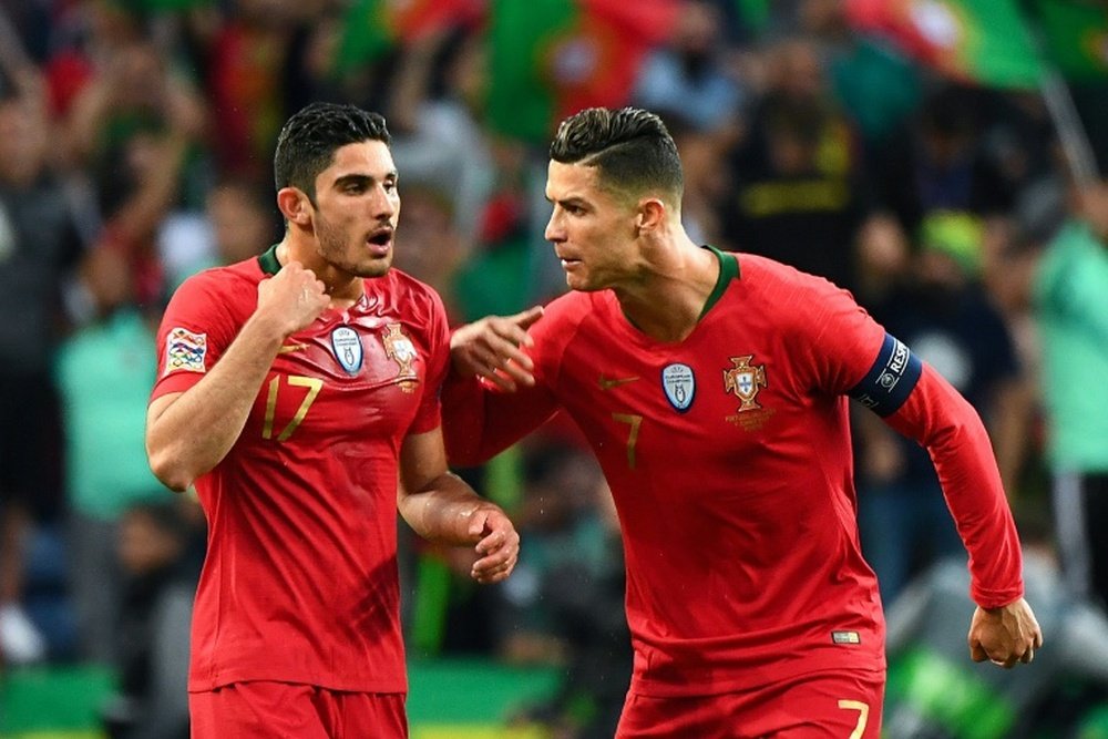 Gonçalo Guedes marcou o golo da vitória de Portugal. AFP