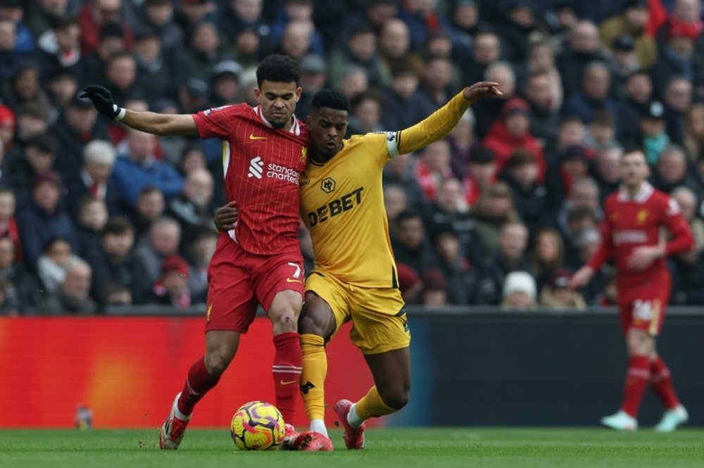 Liverpools Luis Diaz scored in the win against Wolves. AFP