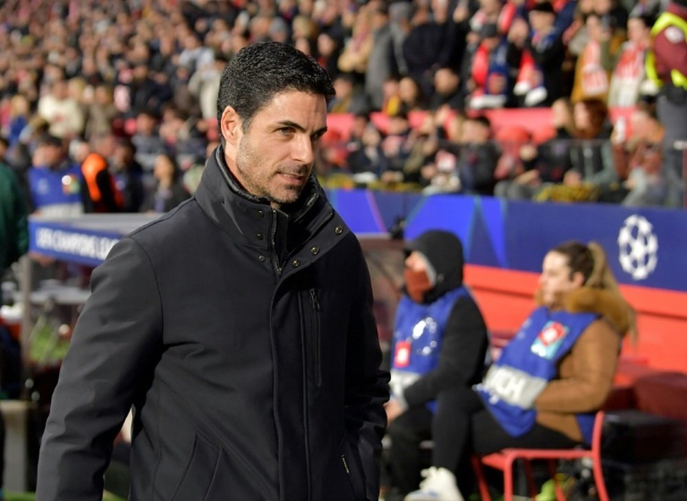Arteta, orgulloso del rendimiento de sus jugadores pese a los obstáculos. AFP