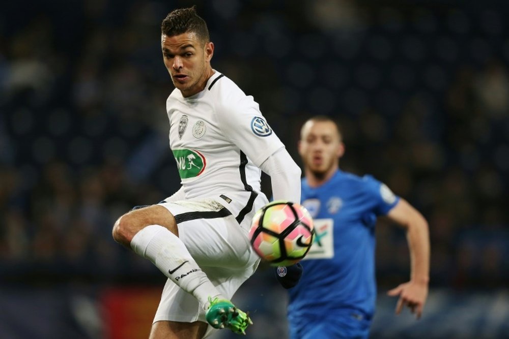 Paris Saint-Germains forward Hatem Ben Arfa controls the ball