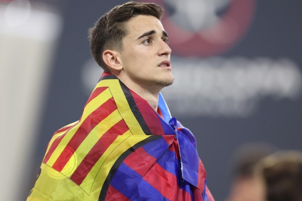Gavi was given Barcelona's captain armband against Osasuna by Pedri. AFP
