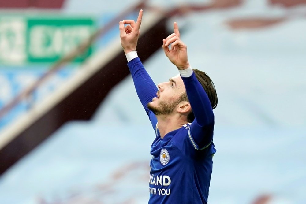 James Maddison scored as Leicester beat Aston Villa. AFP