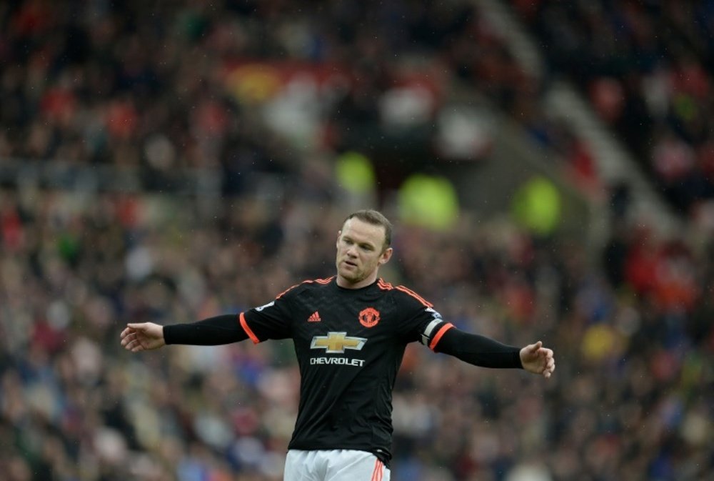 Manchester Uniteds striker Wayne Rooney reacts during the English Premier League match against Sunderland on February 13, 2016