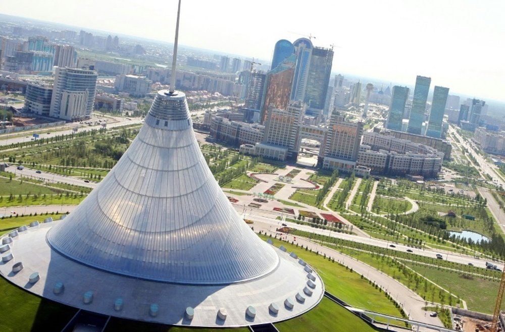 An aerial view of the city of Astana, taken on July 28, 2011