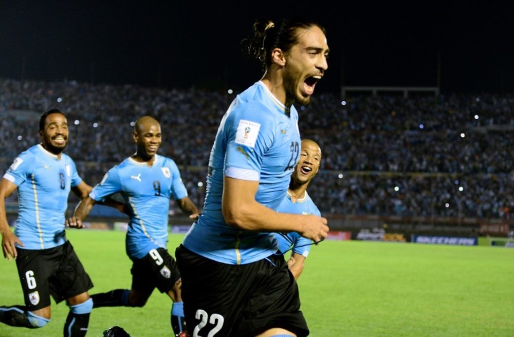 Caceres, titulaire avec l'Uruguay contre l'Italie. AFP