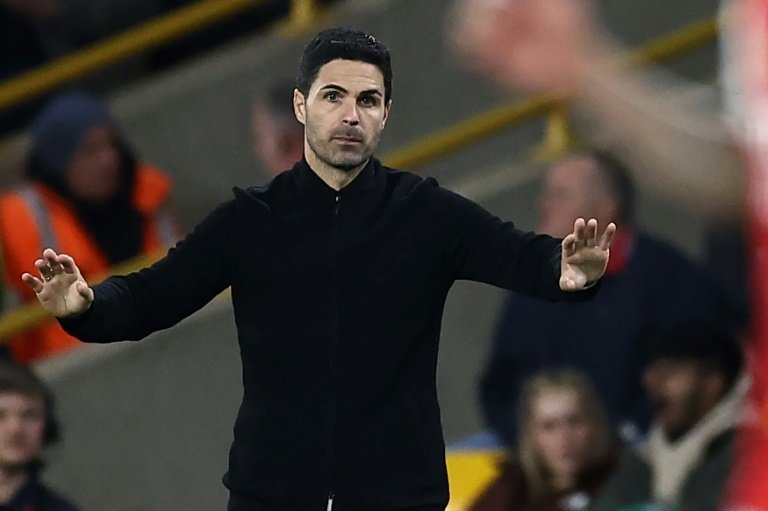 Mikel Arteta's Arsenal are top of the Premier League table. AFP