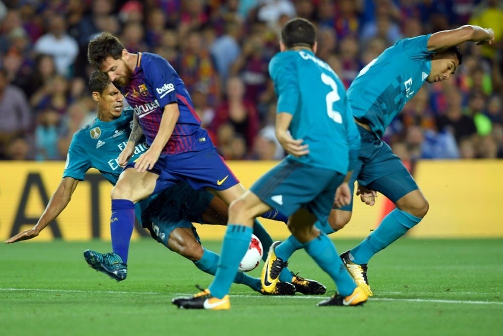 Messi vies with Varane and Casemiro in Sunday evening's Spanish Super Cup first leg. AFP