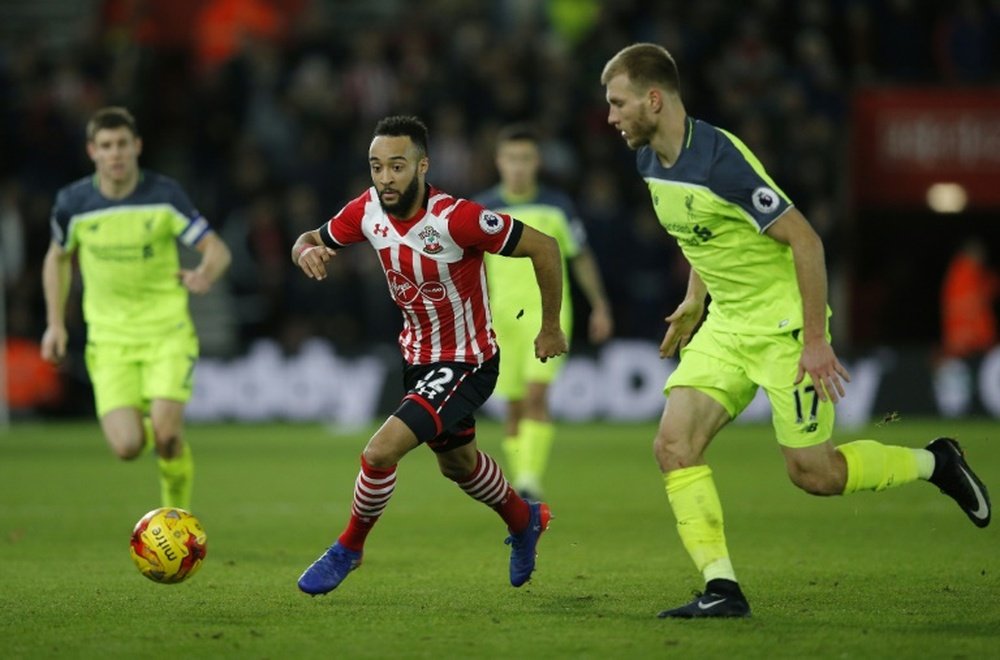 Southampton's Nathan Redmond (L) scored the only goal of the game. AFP