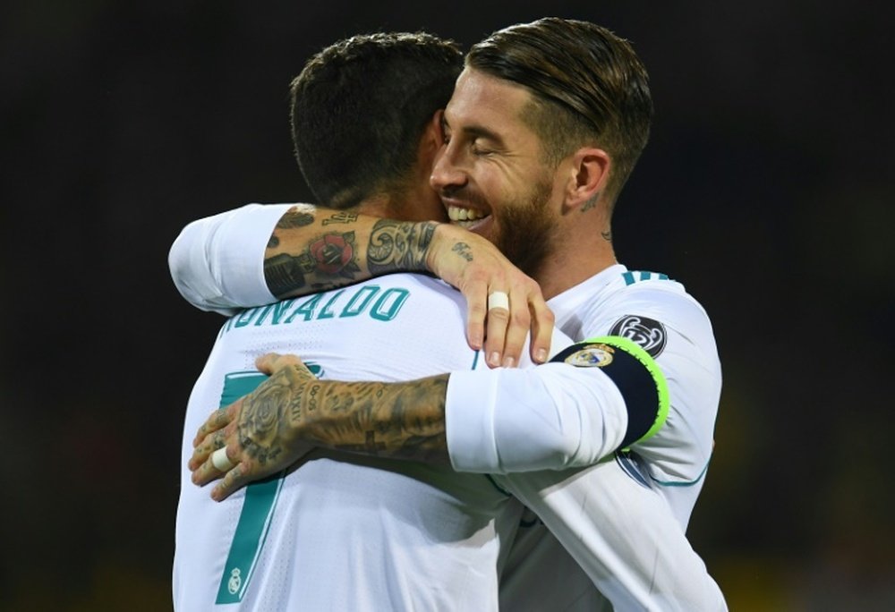 Ramos jugó sin máscara ante el Borussia Dortmund. AFP