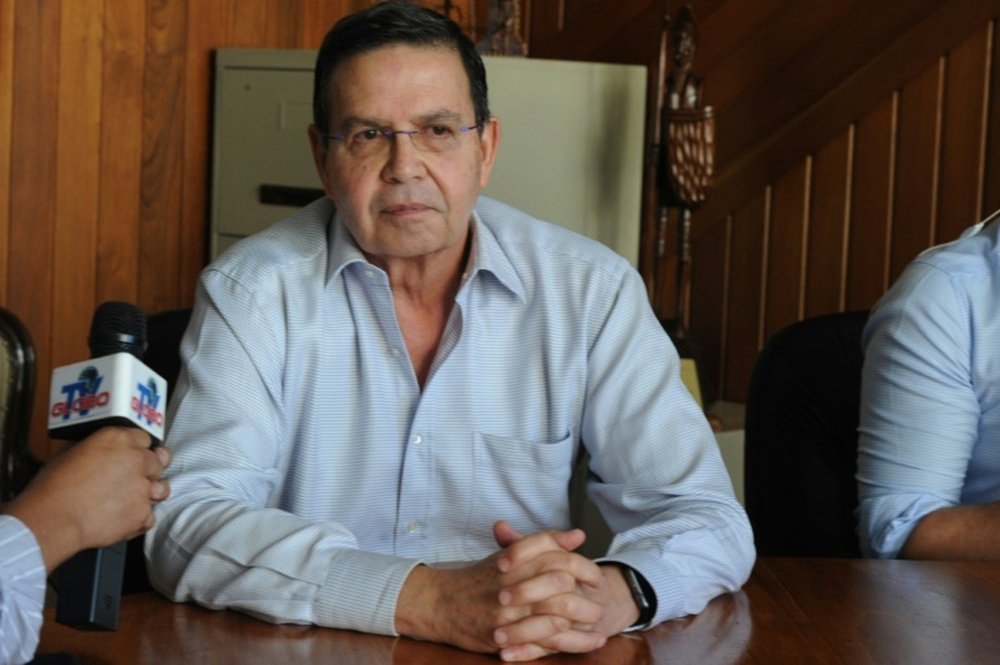 Former Honduran President Rafael Callejas, pictured here on December 3, 2015 in Tegucigalpa, is accused of receiving $1.6 million in bribes between March 2011 and January 2013 for broadcast rights of games played by the Honduran national team