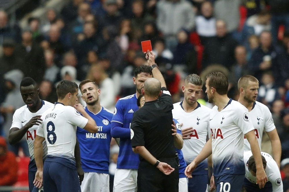 Joe Ralls was given a straight red for the incident. AFP