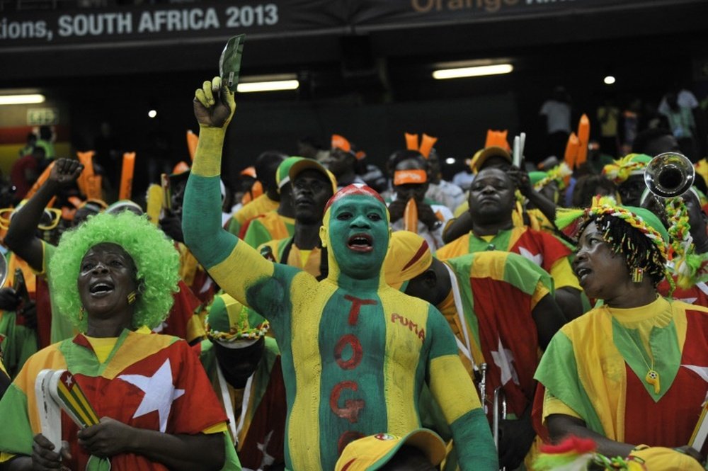 Togos supporters cheer their team prior to a match on February 3, 2013, in Nelspruit, South Africa