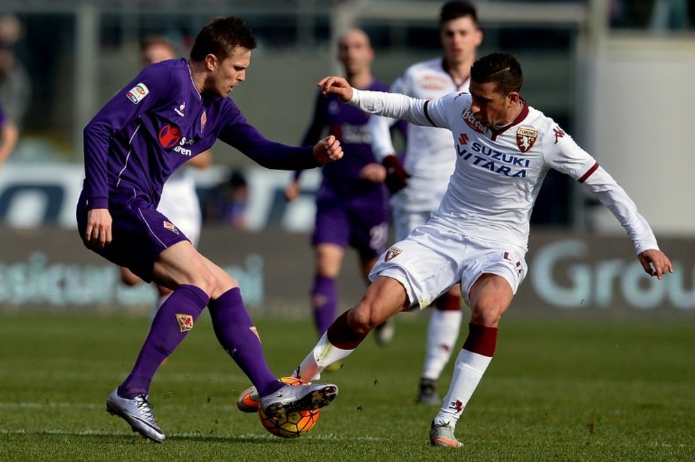 Josip Ilicic (left) curled in his tenth goal of the season for Fiorentina against Torino