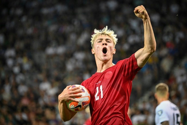 Man Utd's Hojlund helps Denmark survive San Marino scare
