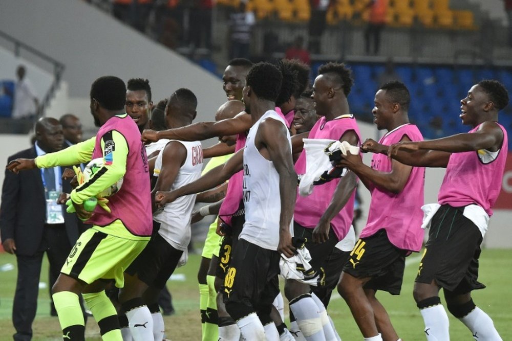 Ghanas players celebrate at the end of their 2017 Africa Cup of Nations quarter-final match