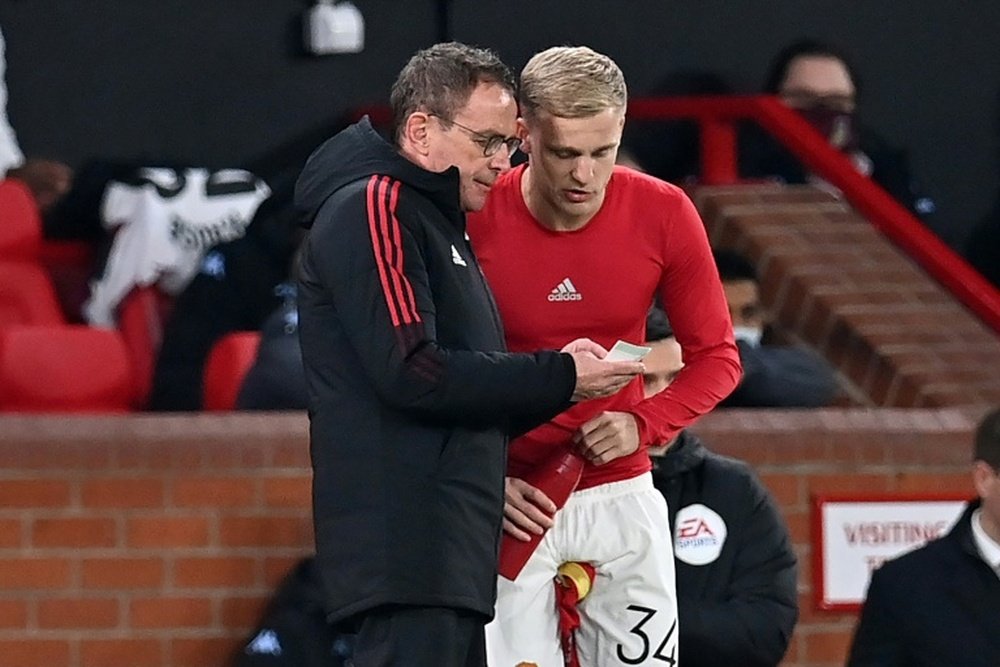 Van de Beek (R) spoke about his future. AFP