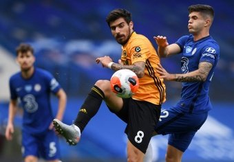 Wolves midfielder Ruben Neves (C) says injury to Spanish team-mate Jonny.AFP