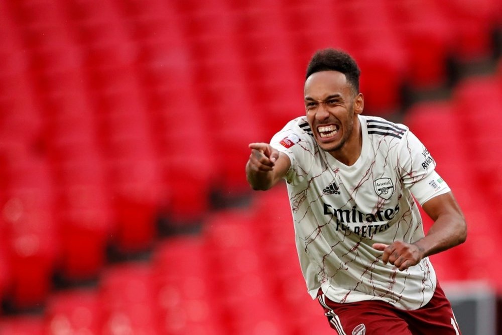 Aubameyang, máximo goleador del Arsenal en Wembley. AFP