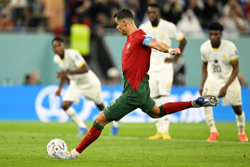 Ronaldo the first man in history to score in five World Cups. AFP