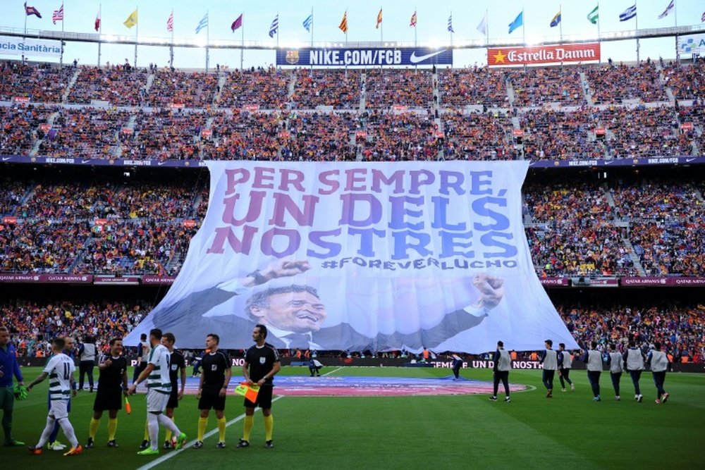 Assim o Camp Nou se despediu de Luis Enrique. AFP