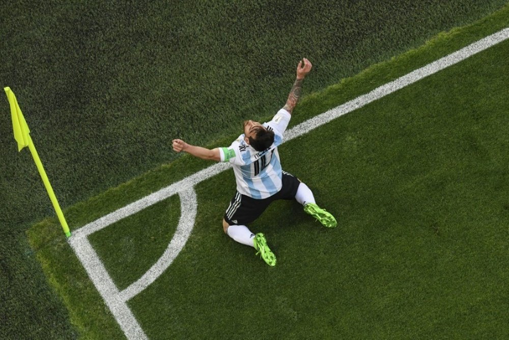 Messi por fin se estrenó en el Mundial. AFP