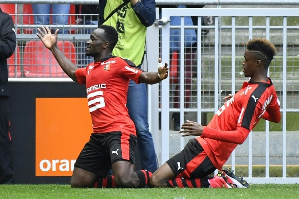 Mubele a inscrit le premier but pour Rennes. AFP