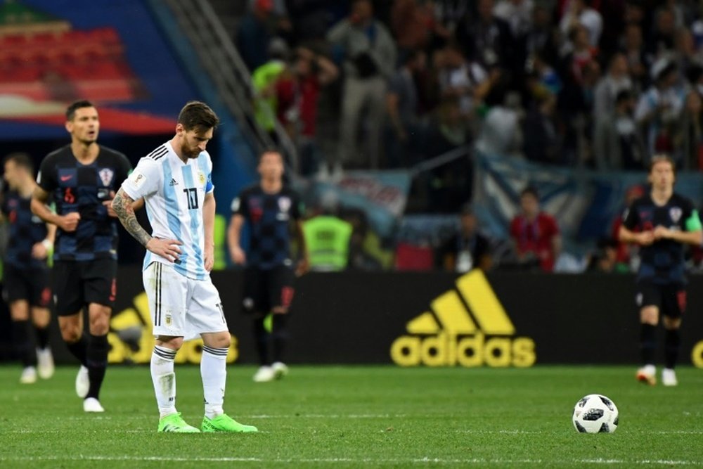 Lattaquant Lionel Messi au cours du match face à la Croatie. AFP