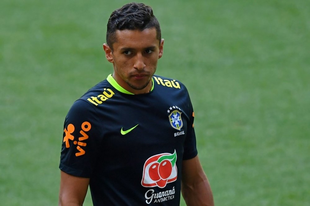Marquinhos à lentraînement avec la sélection brésilienne à Sao Paulo. AFP