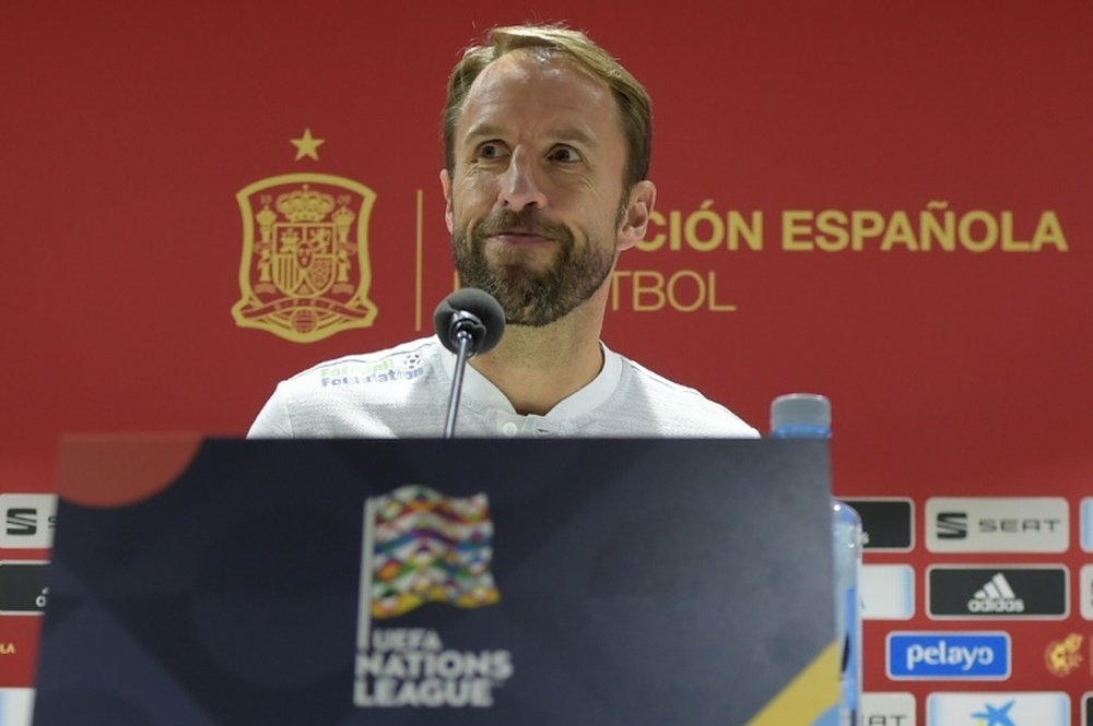Southgate pictured at his press conference in Sevilla. AFP
