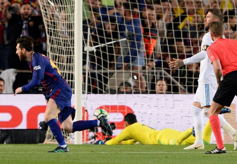 Messi scored his 33th league goal against Madrid. AFP