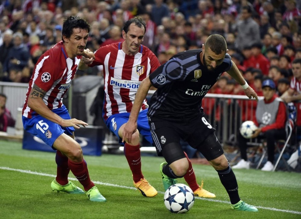Benzema analizó su gran jugada en el pasado Atlético-Madrid de Champions. AFP