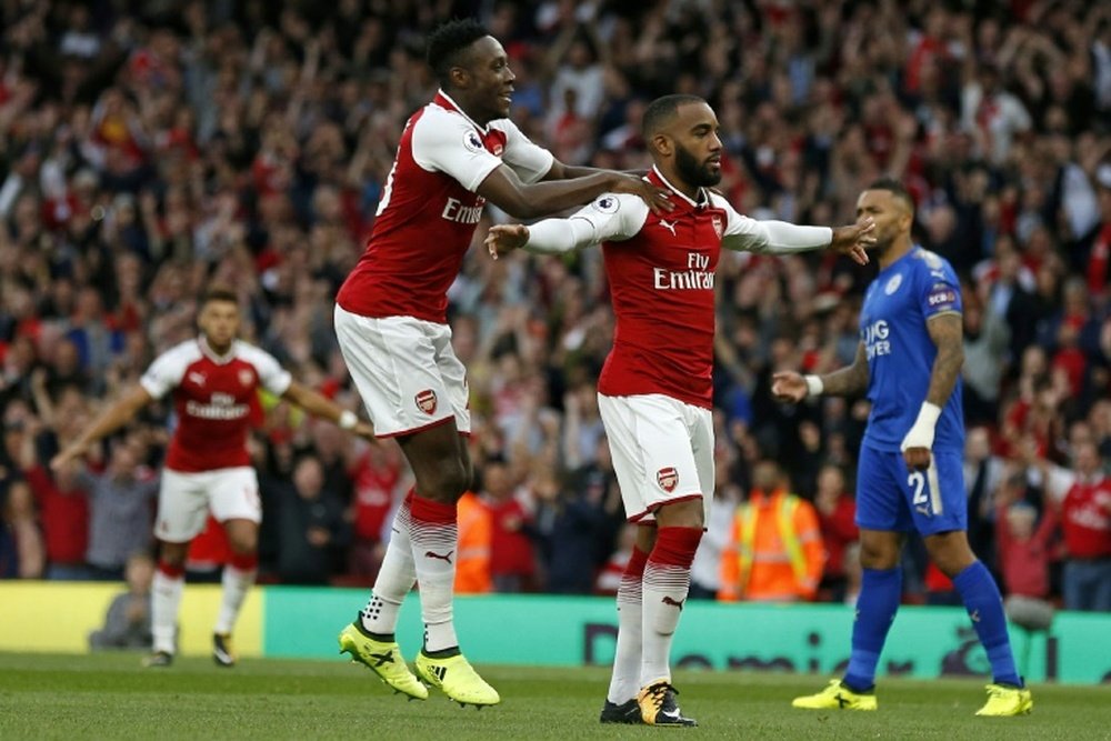 Lacazette celebrates scoring Arsenal's opener. AFP