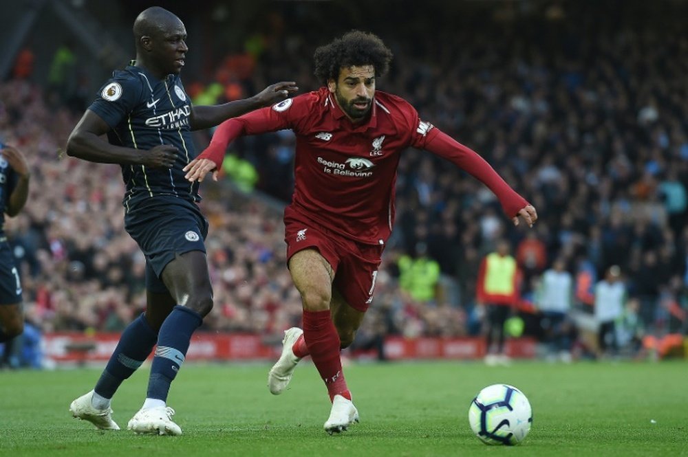 Salah pictured during Liverpool's 0-0 draw against Manchester City. AFP