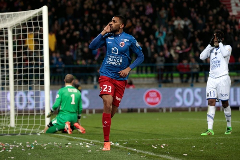 L'attaquant Ronny Rodelin a inscrit le but de la victoire sur Troyes au stade Michel d'Ornano. AFP