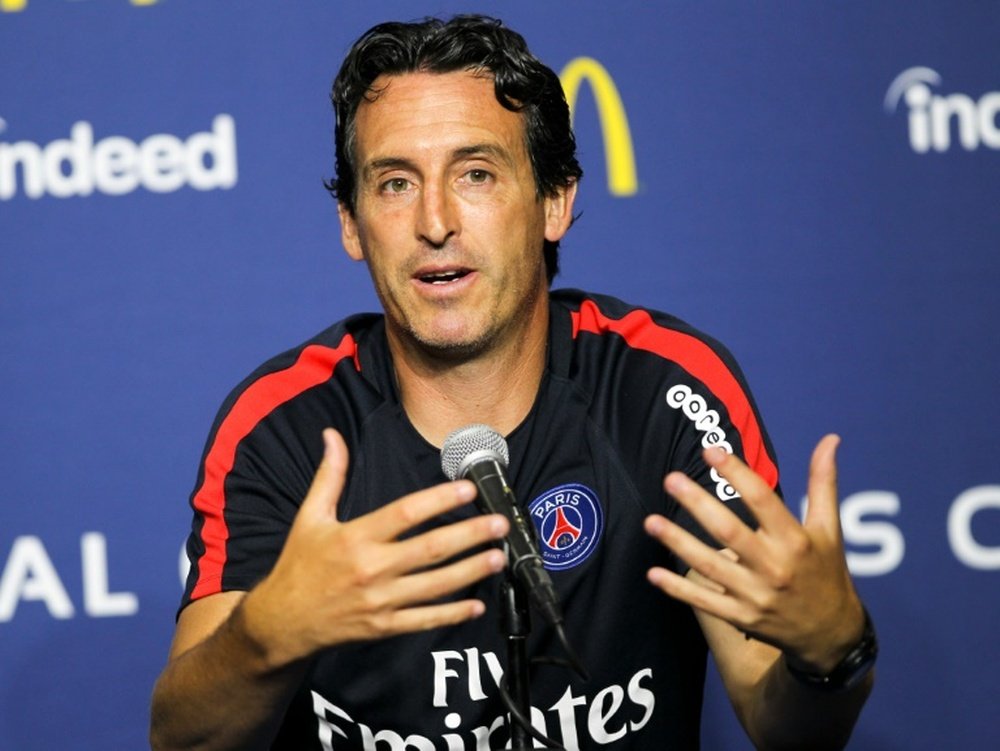 L'entraîneur espagnol du PSG Unai Emery en conférence de presse, le 29 juillet 2016. AFP