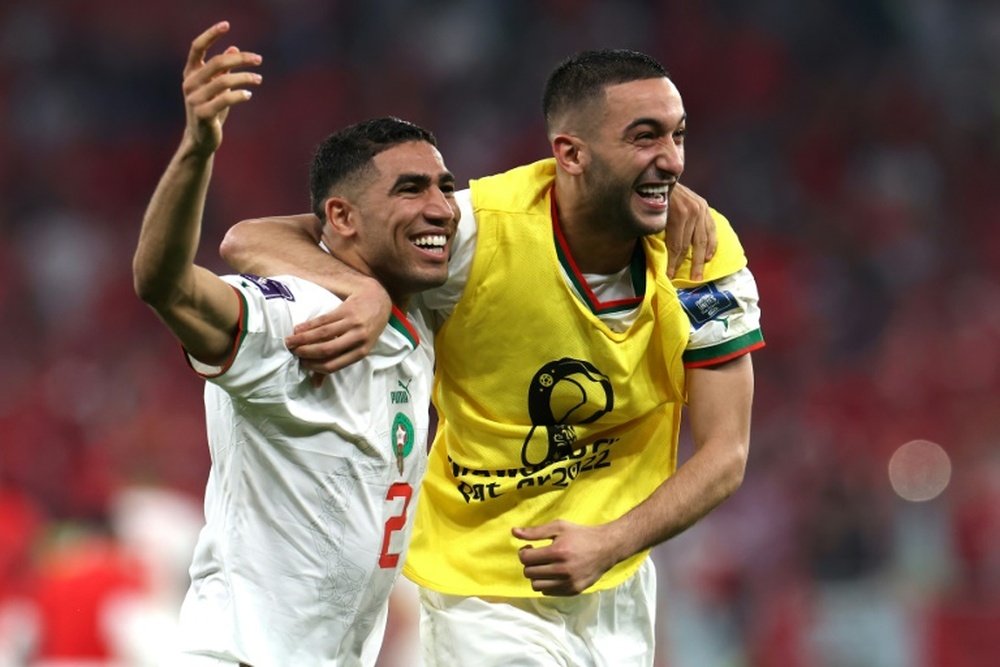 Ziyech (R) could play for Al Nassr until 2026. AFP