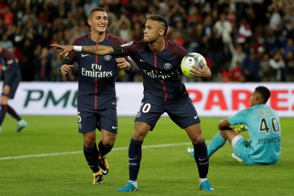 Neymar y Verratti, al fin juntos. AFP